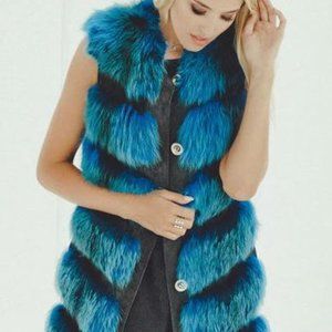 COPY - Fox Fur Blue Vest Small
